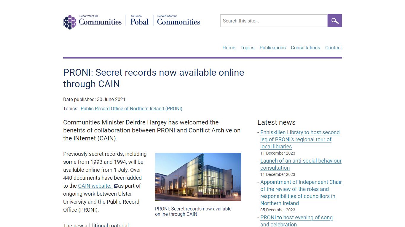 PRONI: Secret records now available online through CAIN