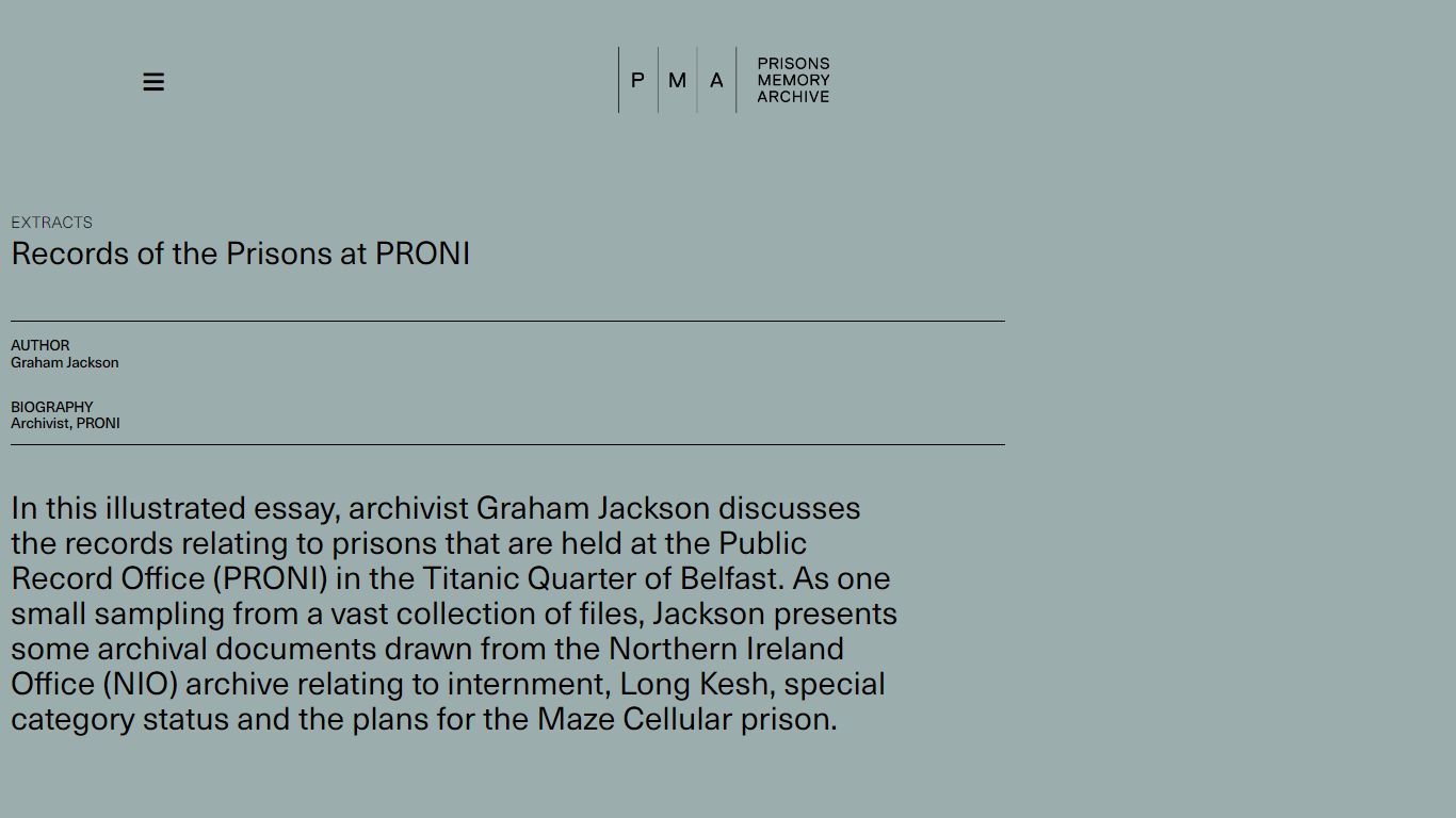 Records of the Prisons at PRONI - Prisons Memory Archive