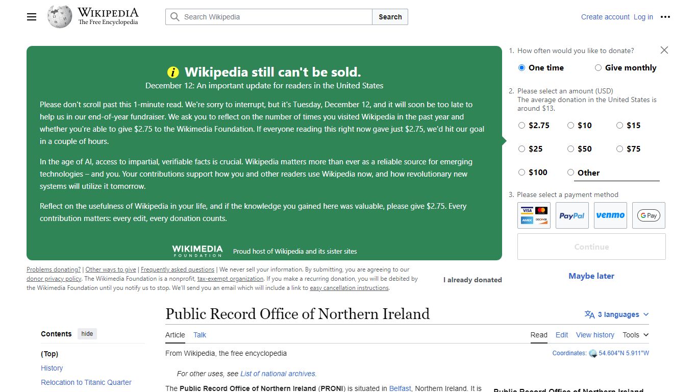 Public Record Office of Northern Ireland - Wikipedia